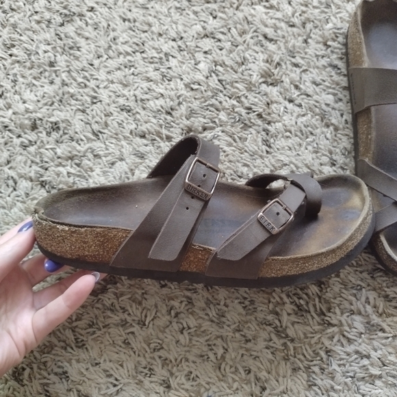 Birkenstock Mayari brown leather toe loop sandals sz 37/6,5 - Picture 3 of 8